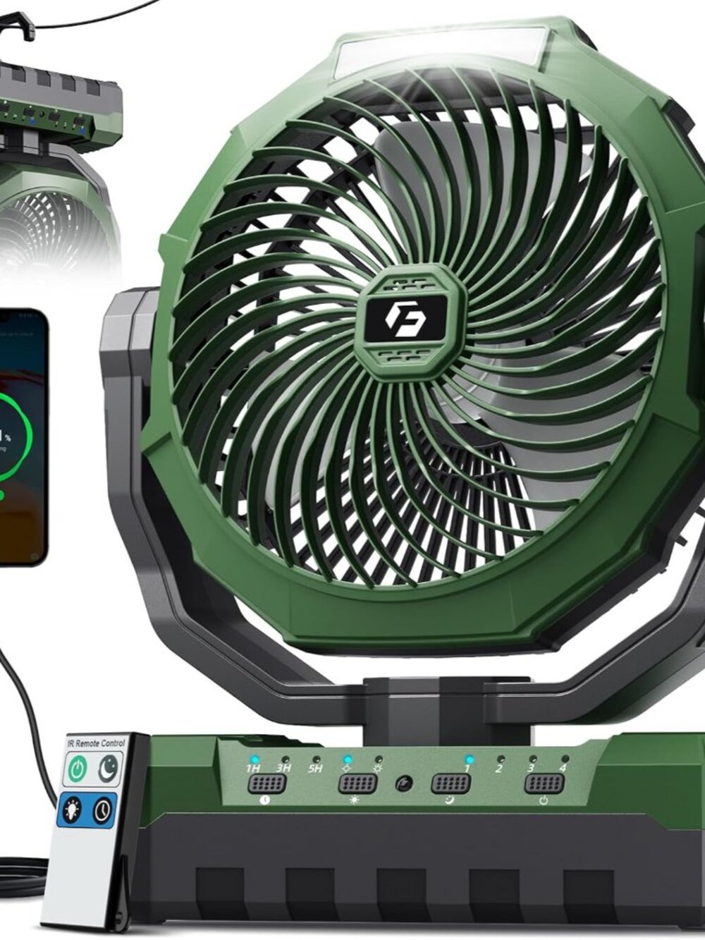 3-in-1 Camping Fan - s Rechargeable - 24000mAh Battery Powered Fan with Light &